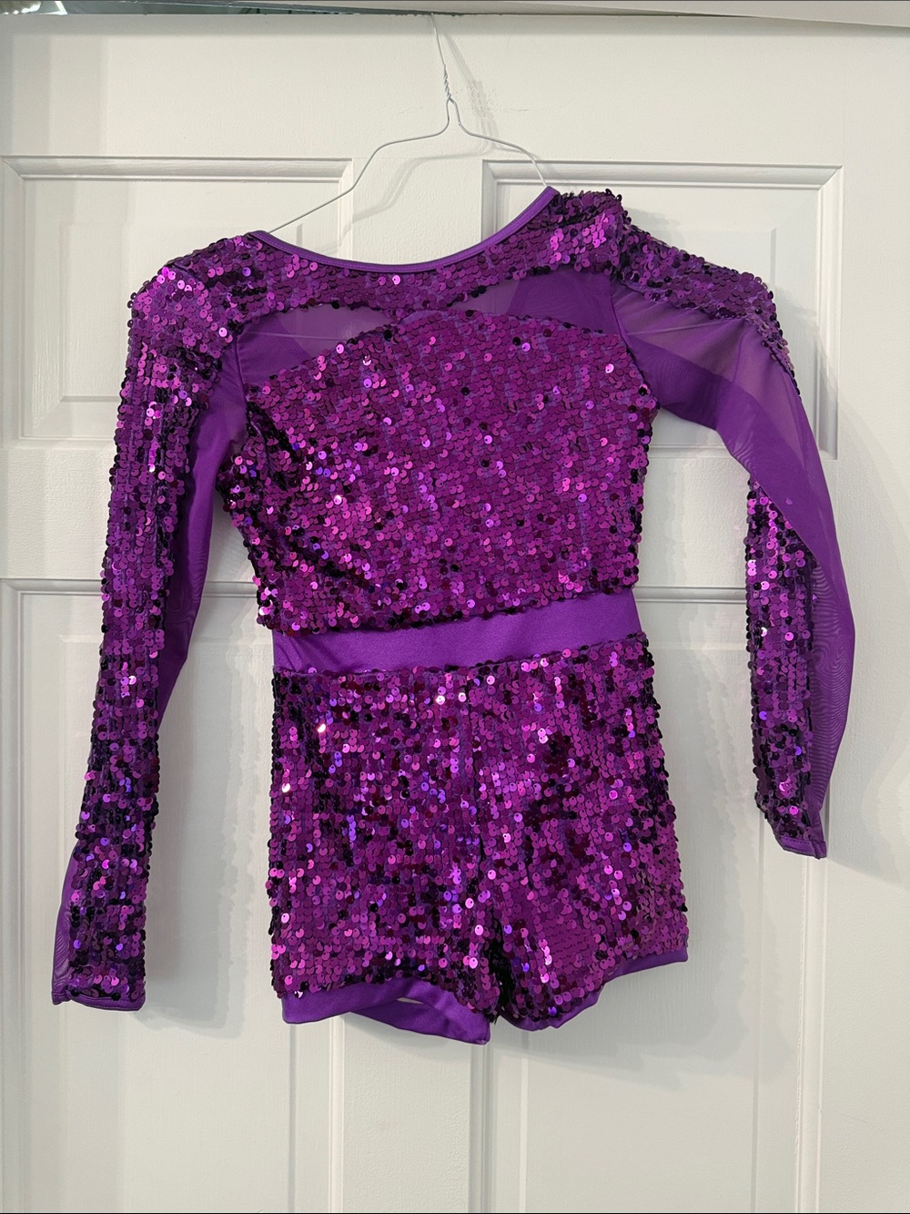 Weissman Purple Sequin Long Sleeve Dance Costume
